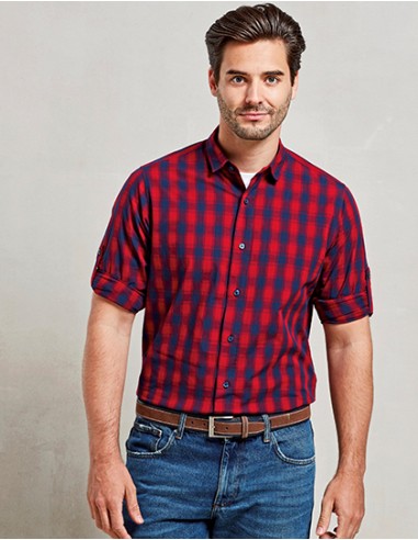 P-PR250-Mens Mulligan Check Cotton Long Sleeve Shirt
